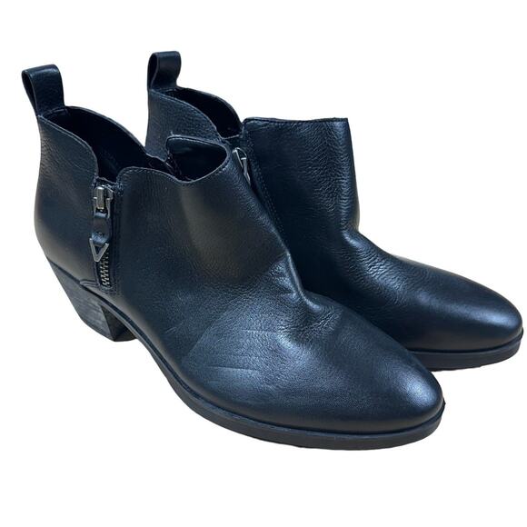 Vionic NWOB Cecily Pebbled Leather Ankle Bootie Black 001 Size 8 Dual Side Zip - Picture 1 of 9